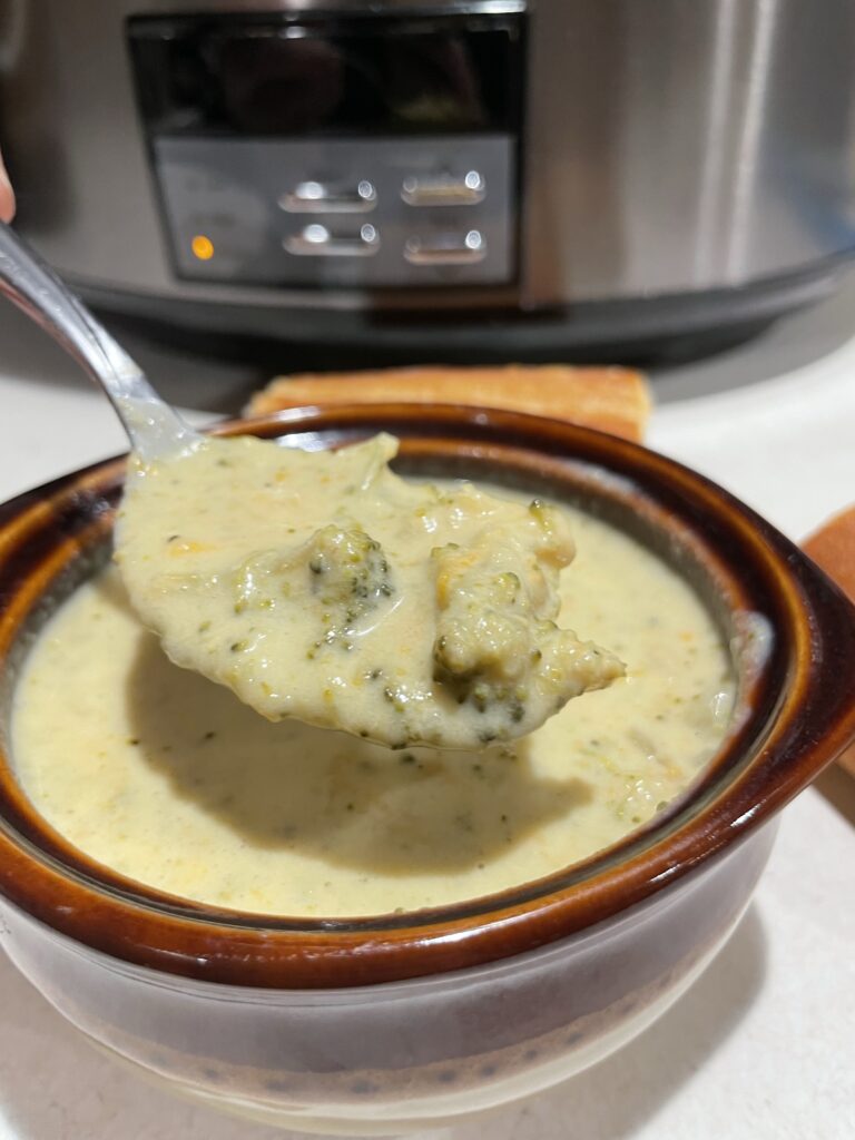 How Broccoli Cheddar Soup looks before and after