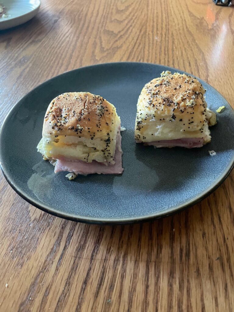 Plated Ham and Cheese Sliders