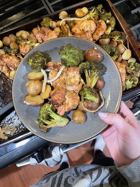 Sheet-Pan Parmesan Garlic Chicken, Broccoli, and Potatoes Recipe